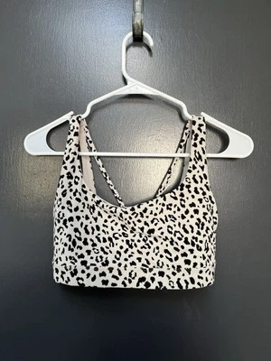 Athleta Exhale Bra Micro Cheetah Animal Print Black/ Seasalt Size S Womens - Image 1 of 3