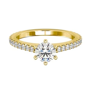 14K Yellow Gold 1.40 Ct Round Cut IGI Certified Lab Grown Diamond Wedding Ring - Picture 1 of 8