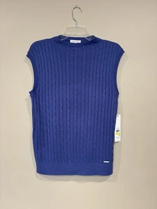 Calvin Klein Women’s Blue Knit Short Sleeve Sweater Top Size M - Picture 1 of 12