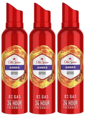 3x Old Spice Ámbar Desodorante Spray Corporal para Hombre, 140 Mililitros Envío Gratis Foto 1 de 4