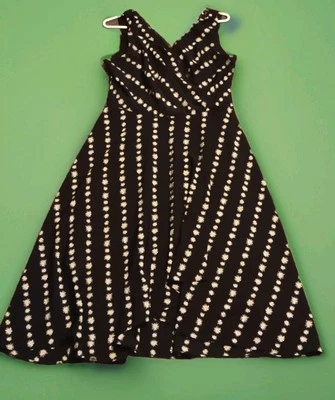 DKNY Dress Size 12 Black W/White Yellow Dots Sleeveless,  Midi Back Zip SKU 153 - Image 1 of 4