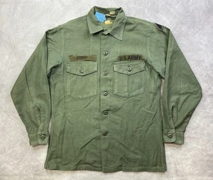 Vintage USMC OG-107 Utility Class 1 Button Up Sateen Shirt Size 15 1/2 /33 L - Picture 1 of 12