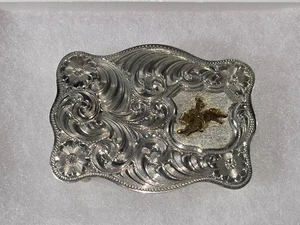 Lohn Sterlingsilber individuelle Gürtelschnalle 3" Trophäe Rodeo Stierreiten Gold Emblem - Bild 1 von 24