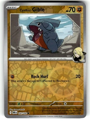 Pokemon SV10: Destined Rivals card 102/182 Cynthia's Gible Reverse Foil - Image 1 of 4