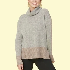 New Summersalt Gray Cashmere & Wool Blend Turtleneck Sweater Size Large - Picture 1 of 7