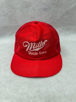 Boné vintage Miller High Life chapéu Snap Back malha caminhoneiro cerveja publicidade masculino 80 - Imagem 1 de 4