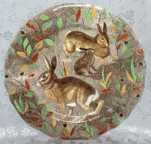 GIEN SERVICE RAMBOUILLET FRENCH DINNER PLATE HARE RABBIT HUNTING EARTHENWARE - Picture 1 of 7