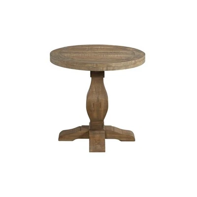 Napa Solid Wood Farmhouse Rustic Round End Side Living Room Table, Nightstand... - Image 1 of 4