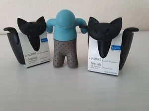 3er Set Koziol Mimmi Katze Teesieb Teefilter zum Einhängen + Männchen  NEU/OVP - Bild 1 von 9
