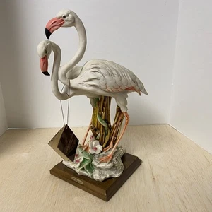 Vintage Guiseppe Armani 2 Flamingos Skulptur • auf Holzsockel 14,5" hoch - Bild 1 von 19