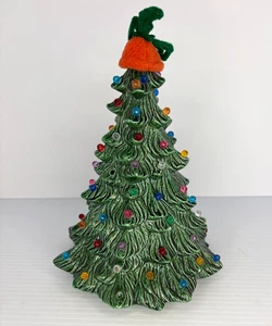 Árbol de Navidad vintage de cerámica verde molde holandés de 9 pulgadas para piezas tapa astillada - Imagen 1 de 7
