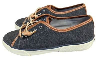 Sperry Top-Sider Tenis Negros Lana Informales Cuero Borde Cordones 7M Bonitas Foto 1 de 4
