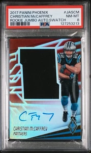 π₯ PSA 8 2017 Panini Phoenix Christian Mccaffrey RC Graded Jersey Auto Red /149 - Picture 1 of 3