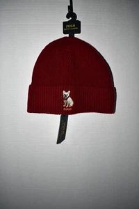 Polo Ralph Lauren Embroidered Frenchie Beanie in Red #PC1278 NWT - Picture 1 of 3