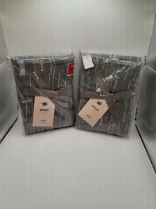 2 New West Elm Euro Shams - Charcoal Color With White Lines - Picture 1 of 5
