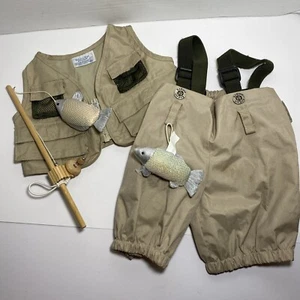 Build A Bear Angeloutfit Fischerweste, Hose und Hosenträger Stange und Fisch B5 - Bild 1 von 15