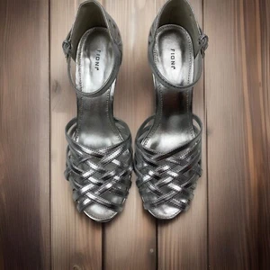 Women’s Fioni Size 7 Silver Wedge Heel Open Toe Shoe Formal Wear Casual Wear - Picture 1 of 9