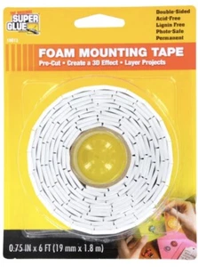 2 New Packs Original Super Glue Double-Sided Foam Mounting Tape Pre-Cut Tabs 12’ - Picture 1 of 2