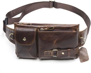 Marsupio Vintage in Pelle Marsupio per Uomo Donna Da Viaggio Caccia Arrampicata - Foto 1 di 12