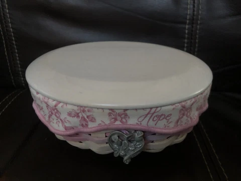 Longaberger 2003 Horizon Of Hope Basket Whitewashed Breast Cancer With Lid Cover