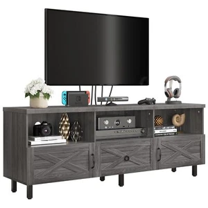 Farmhouse TV Stand for 70 inch TV Rustic Entertainment Center TV Console Cabinet - Picture 1 of 11