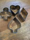 Lot Of 4 Antique Soldered Tin Cookie Sandwich Cutters Bridge/Poker Card Shapes