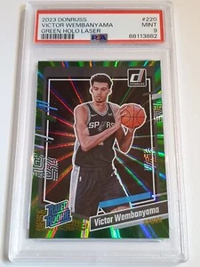 2023 Donruss Victor Wembanyama Rookie #220 GREEN LASER Holo RC - PSA 9 (Low POP) - Picture 1 of 2