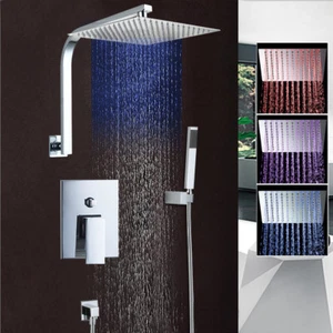 Juego de grifos mezcladores de cabezal de ducha LED súper delgados de baño y aerosol manual - Imagen 1 de 8