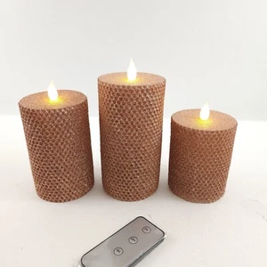 Home Reflections S/3 Assorted Honeycomb LED Glitter Candles - Picture 1 of 7