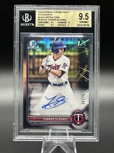 2022 Bowman Draft Chrome Sapphire Tanner Schobel BLACK Refractor /75 BGS 9.5