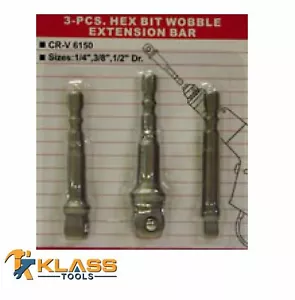 Juego de barras de extensión oscilante de broca hexagonal de 3 piezas de KlassTools - Imagen 1 de 3