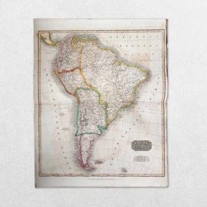 ANTIGUO MAPA DEL ATLAS MUNDIAL DEL SIGLO 19 JOHN THOMSON 1814 SUDAMÉRICA - Imagen 1 de 1