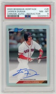 2020 Bowman Heritage Chrome JARREN DURAN Auto REFRACTOR #/99 RC PSA 8