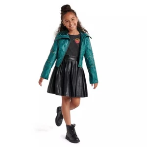 Disney Store Uma Girl's Faux Leather Moto Jacket Descendants 3 Jacket Sz 7/8 - Picture 1 of 14