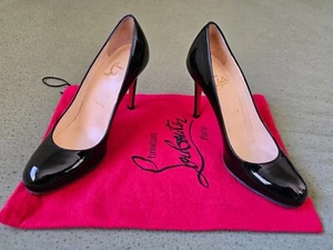 Christian Louboutin Black Patent 100mm Heels Fifi Round Toe Size EU36.5 VeryNice - Picture 1 of 17