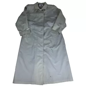 Vintage 90s Fog London Fog Trench Coat Jacket Womens 12 Cream Shoulder Pads Belt - Picture 1 of 24