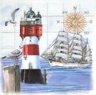 P247# 3X Single Paper Napkins For Decoupage Sailboat Sea Ship Lighthouse Seagull