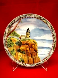 Split Rock Lighthouse Plate SIGNALS 5100 American Atelier At Home Porcelain 8"  - Picture 1 of 3