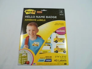 Post-it Hello Name Badge, 2-3/8" x 3-3/8", self stick, 3900-NB, 40 count - Picture 1 of 2