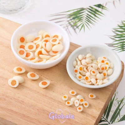 MARKENLOS 20 Stück Maßstab 1:12 Puppenhaus Miniatur Gekochte Eier Hälften Essen Zubehör