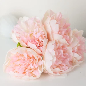 Set of 2 Artificial Cream Pink Peony 9" Floral Bundles - Picture 1 of 6