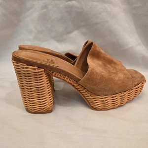 Jeffrey Campbell braune Wildleder geflochten Rattan Pantoletten Größe 9 - Bild 1 von 10