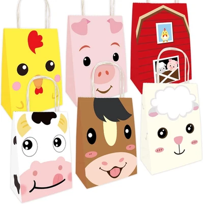 Bolsas para dulces de fiesta de animales de granja bolsa de dulces con asas para Bi Foto 1 de 4