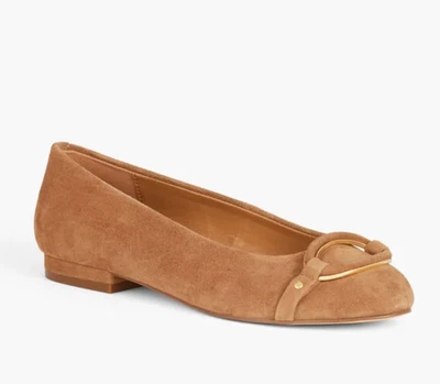 NEW TALBOTS HAVANA TAN MADISON BUCKLE SUEDE BALLET FLATS SHOES SZ 10 - Image 1 of 4