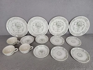 Tazze piatti banderuola gallo ceramica provinciale Scio vintage anni 60 casale 14pz - Foto 1 di 15