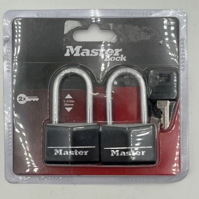 NEW!! 2 Pack Master Lock Keyed Padlocks - 1-1/2" Shackle - 2 Keys - 141TLF - Image 1 of 3