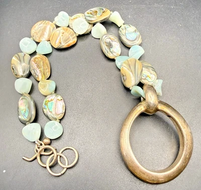 Collar COLGANTE SIMON SEBBAG SSD Plata Esterlina .925 Abulón Con Cuentas QVC Foto 1 de 4