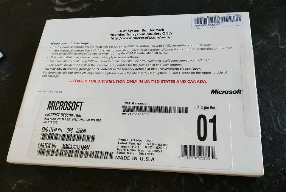 Microsoft Windows 7 Home Premium 64-Bit W/License Key - Image 1 of 1