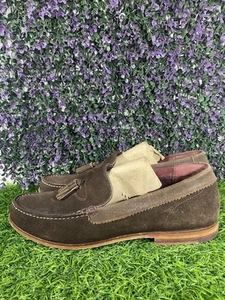 Scarpe mocassini Ted Baker Dougge da uomo taglia 11 marroni scamosciati nappa comode - Foto 1 di 11