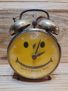 Vintage 1960 Robert Shaw L U X Wind Up Alarm Clock Happy Face 6 In - Picture 1 of 14